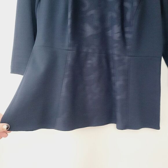 Luisa Serano Navy Fit and Flare 3/4 Sleeve Top - Picture 4 of 12